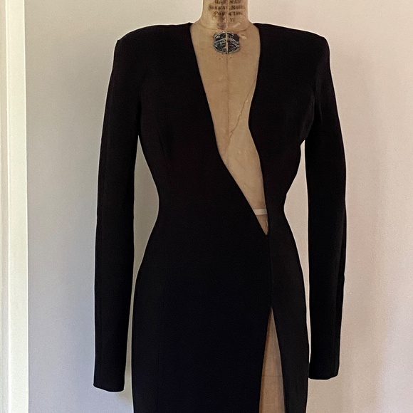 MONOT Black Plunging V-Neck Dress Evening Gown US8 - Picture 14 of 16